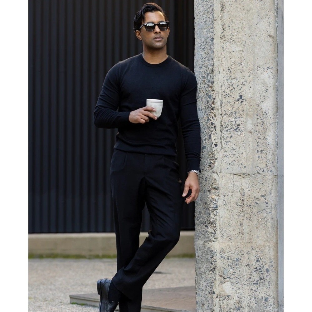 NWT Collars‎ and Co Luxury Touch Cotton Cashmere Crew Neck Sweater XXL Black